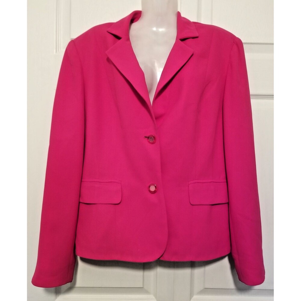 Bob Mackie Suit Jacket Blazer Hot Pink Button Long Sleeve Size 14